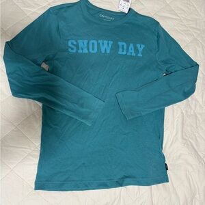 New Crewcuts Teal graphic tee Snow Day Long Sleeve 10-11 year